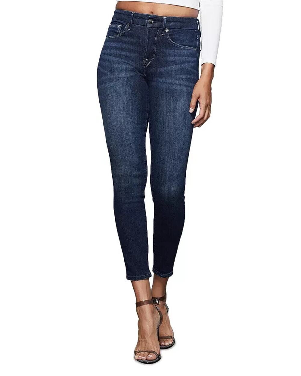 Good American Womens Good Legs Crop Skinny Jeans Blue 260 High Rise Size 15/33
